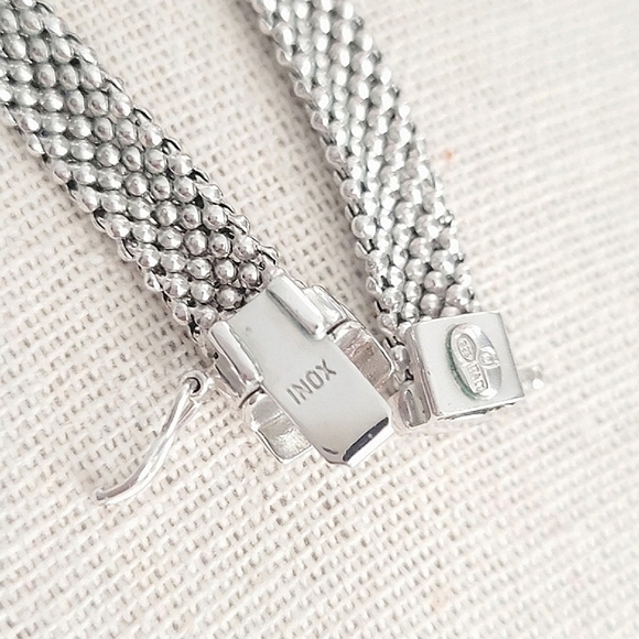 VINTAGE Designer Xoni diamond station popcorn design sterling silver necklace - Picture 8 of 10